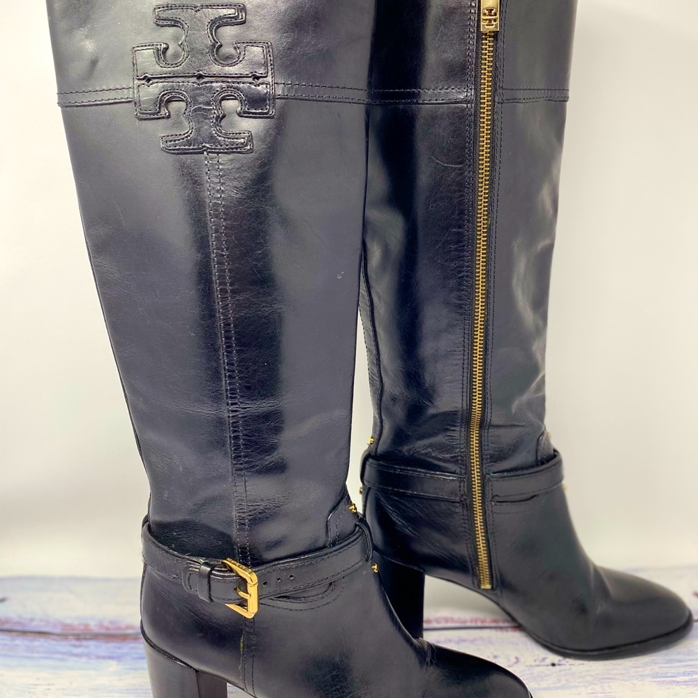 Tory Burch Blaire Mid-Heel Tall Riding Boots  Women's Size 8.5